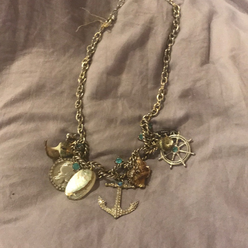 Unique diamond anchor necklace